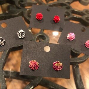 Paparazzi Floral Earrings Set - Red, Pink, Black